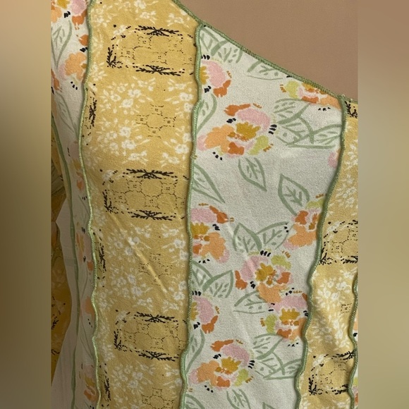 Free People Yellow and Blue One-Shoulder Long Sleeve Top Large - Picture 5 of 7